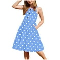 thumbnail image 1 of Maean Girls Sleeveless Dress Polka Dot Printed Summer Flowy Sundress Kids Crew Neck Dresses with Pockets, 1 of 7
