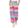 thumbnail image 1 of Maean Girls Striped Sweatpant Elastic Waist Drawstring Causal Jogger Pant Straight Leg Loose Pants 3-14 Years, 1 of 6