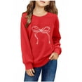 thumbnail image 1 of Maean Girls Sweatshirts Bow Graphic Long Sleeve Crewneck Lightweight Loose Sweatshirts Tops, 1 of 4