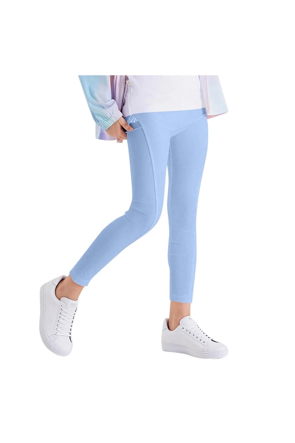 Girls Yoga Leggings High Waist Ruffle Stretchy Athletic Workout Running Activewear Pants