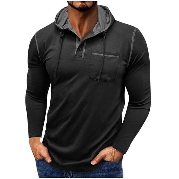 Maean Hoodie for Mens Long Sleeve Pullover Workout Shirts Lightweight Button Hooded Sweatshirts