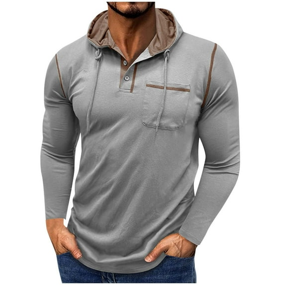 Maean Hoodie for Mens Long Sleeve Pullover Workout Shirts Lightweight Button Hooded Sweatshirts