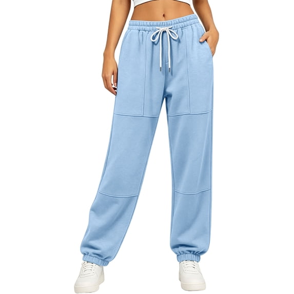 Maean Jogger for Womens Elastic Waist Wide Leg Sweatpant Drawstring Loose Sports Pants with Pockets