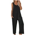 thumbnail image 1 of Maean Jumpsuit for Women Summer Casual Wide Leg Loose Crew Neck Rompers Tank Top Long Pants with Pockets, 1 of 6