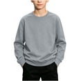 thumbnail image 1 of Maean Kid's Long Sleeve Sweatshirts Round Neck Solid Color Lightweight Pullover Sweatshirt Shirts Boys Girls, 1 of 7