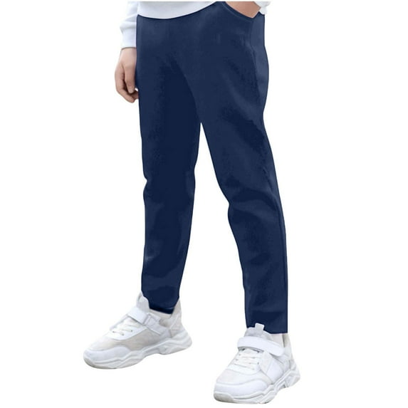 Maean Kids Boys Cotton Sweatpant High Waist Casual Straight Leg Trousers Athletic Pants with Pockets