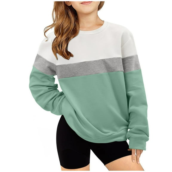 Maean Kids Girls Crewneck Sweatshirts Oversized Loose Long Sleeve Pullover Sweatshirt Clothes