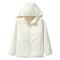 thumbnail image 1 of Maean Kids Girls Fleece Coat with Hoodie Kids Sherpa Lined Warm Thick Outwear Zip up Fall Winter Jacket, 1 of 5