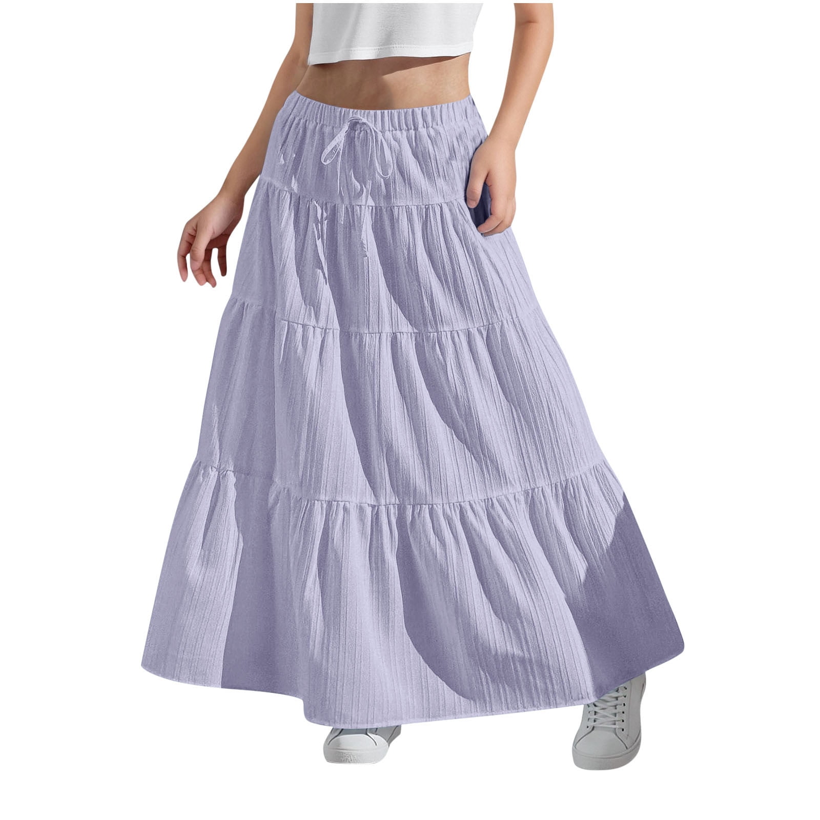 Maean Kids Girls Skirts High Waist Flowy Long Skirt Tiered Hem A Lined ...