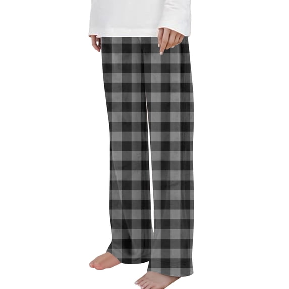 Maean Kids Plaid Pant Wide Leg Loose Flannel Fall Winter Trendy Pants Loungewear Bottoms for Boys Girls