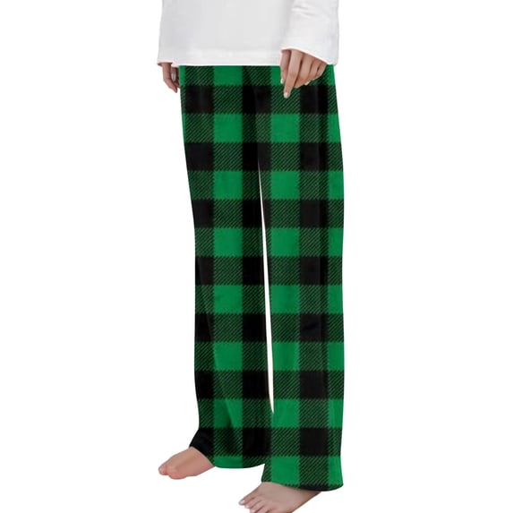 Maean Kids Plaid Pant Wide Leg Loose Flannel Fall Winter Trendy Pants Loungewear Bottoms for Boys Girls