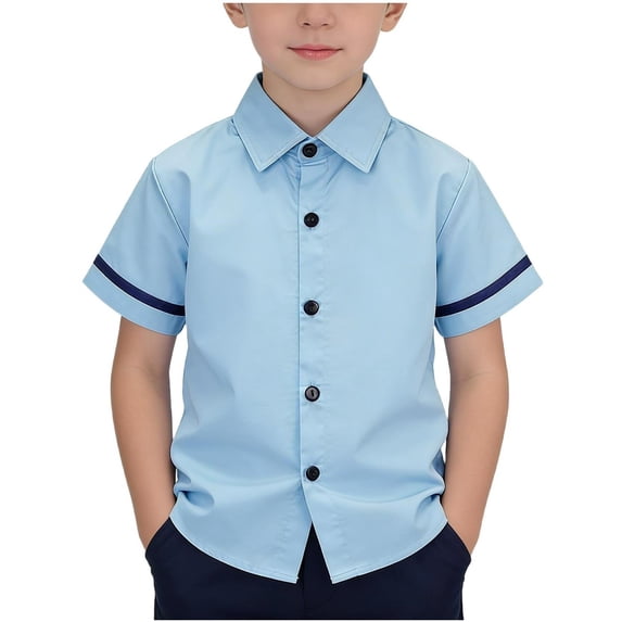 Maean Kids Short Sleeve Dress Blouse Button down Uniform Tops Boys Girls Spring Summer Formal Shirt