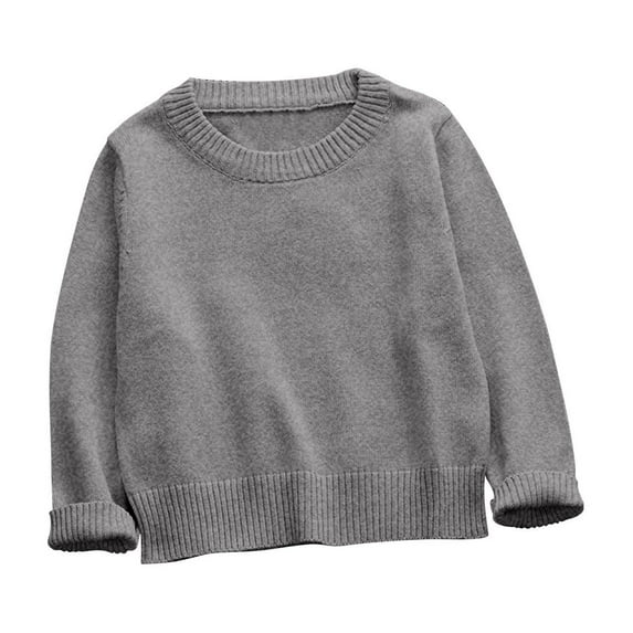 Maean Kids Sweaters Solid Color Round Neck Soft Warm Basic Knitted Long Sleeve Fall Winter Sweater