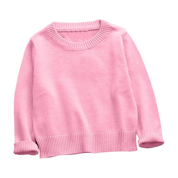 Maean Kids Sweaters Solid Color Round Neck Soft Warm Basic Knitted Long Sleeve Fall Winter Sweater