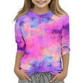 thumbnail image 1 of Maean Kids Tie Dye Graphic Tshirts Girls Boys 3/4 Sleeve Crewneck Tshirt Summer Tee Shirts for 3-12 Years, 1 of 5