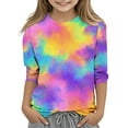 thumbnail image 1 of Maean Kids Tie Dye Graphic Tshirts Girls Boys 3/4 Sleeve Crewneck Tshirt Summer Tee Shirts for 3-12 Years, 1 of 5