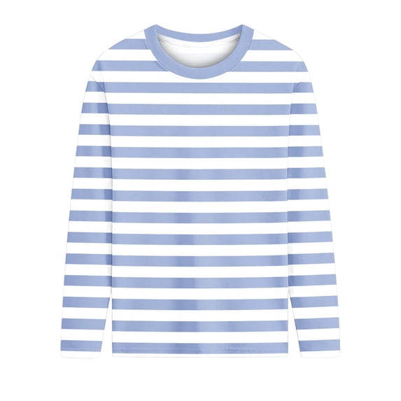 Maean Kids Tops Long Sleeve Striped Crew Neck Casual Shirts Fall Trendy Loose Blouse for Boys Girls