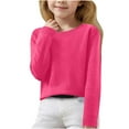 thumbnail image 1 of Maean Little Girls Basic Sweaters Lightweight Knit Crew Neck Long Sleeve Plain Sweater Tops 6-15T, 1 of 7