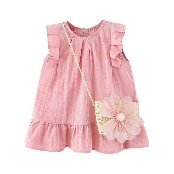 Maean Little Girls Cotton Dress Toddler Summer Causal Short Dresses Cute Sundress for Girl 1-4 Years