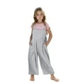 thumbnail image 1 of Maean Little Girls Cotton Linen Pant Sleeveless Adjust Strap Jumpsuit Pants Wide Leg Loose with Pockets 5-14 Years, 1 of 5