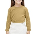 thumbnail image 1 of Maean Little Girls Cotton Shirts Basic Layer Undershirts Crew Neck Casual Fall Long Sleeve Tees, 1 of 6