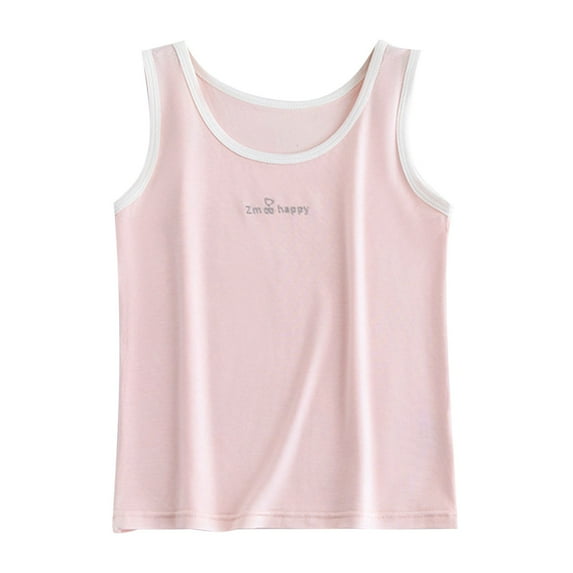 Maean Little Girls Cotton Tanks Sleeveless Round Neck Solid Color Undershirts for Girl 3-14 Years