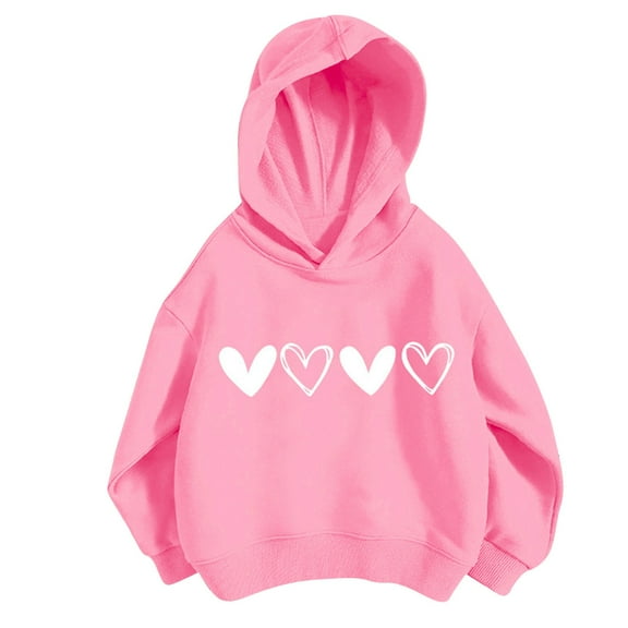 Maean Little Girls Hoodie Sweatshirts Heart Graphic Long Sleeve Pullover Sweatshirt with Pockets