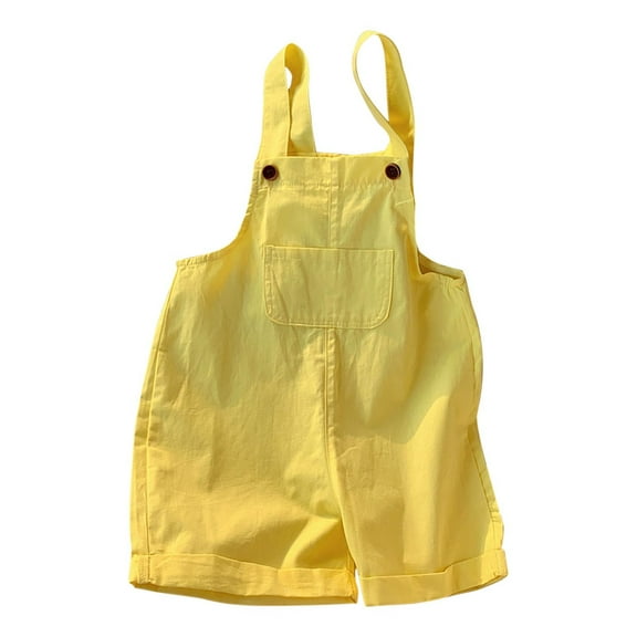 Maean Little Girls Jumpsuit Sleeveless Kids Summer Casual Loose Romper Cute Short Pants with Pockets