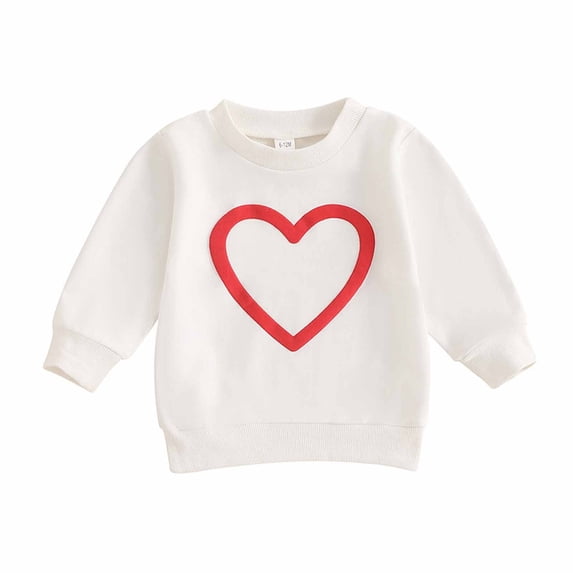 Maean Little Girls Shirts Heart Graphic Long Sleeve Crewneck Tshirts Toddler Girl Casual Sweatshirts