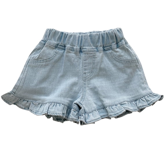 Maean Little Girls Shorts Cute Ruffle Hem Short Pants Summer Elastic Waist Outfits with Pockets