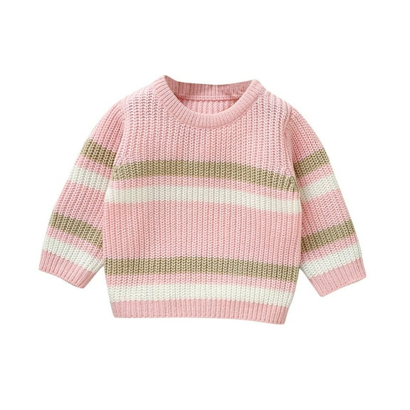 Maean Little Girls Striped Sweaters Knit Crew Neck Pullover Long Sleeve Tops Trendy Sweater Outfits