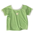 thumbnail image 1 of Maean Little Girls Summer Shirts Cute Striped Short Sleeve Square Neck Tshirts Breathable Clothes, 1 of 4