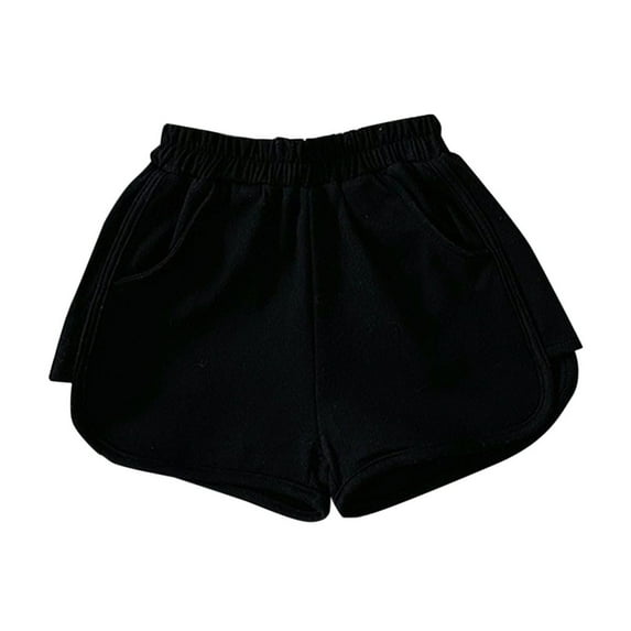 Maean Little Girls Sweat Shorts Cotton Elastic Waist Straight Leg Loose Shorts Casual Summer Shorts