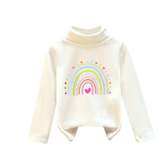 Maean Little Girls Turtleneck Shirts Fleece Warm Base Layer Long Sleeve Pullover Causal Undershirt