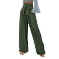 thumbnail image 1 of Maean Loose Pants for Women Summer Cotton Linen Elastic Waist Bowknot Belted Wide Leg Trousers with Pockets, 1 of 5