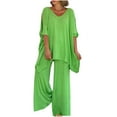 thumbnail image 1 of Maean Lounge 2 Piece Sets for Women Plus Size Outfits V Neck Half Sleeve Dress Top and Wide Leg Loose Long Pants, 1 of 5