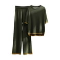 thumbnail image 1 of Maean Lounge Sets for Women 2 Piece Outfits Knit Short Sleeve Pullover Tops Wide Leg Pants Casual Sweater Sets, 1 of 3