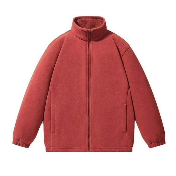 Maean Men Big and Tall Fleece Jacket Thermal Zip up Long Sleeve Solid Color Loose Casual Coats S-5XL