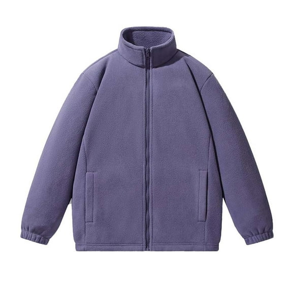 Maean Men Big and Tall Fleece Jacket Thermal Zip up Long Sleeve Solid Color Loose Casual Coats S-5XL