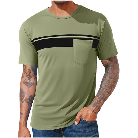 Maean Men Big and Tall Shirts Summer Crew Neck Short Sleeve Causal T Shirts with Pockets Tee M-4XL