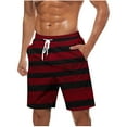 thumbnail image 1 of Maean Men Big and Tall Short Elastic Waist Drawstring Summer Beach Loose Striped Shorts with Pockets, 1 of 5