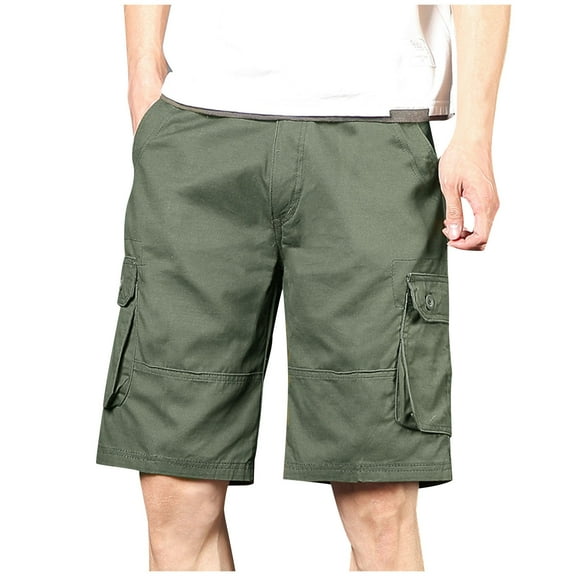 Maean Men Cargo Shorts Cotton High Waist Loose Shorts Summer Casual Big and Tall Short with Pockets