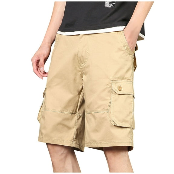 Maean Men Cargo Shorts Cotton High Waist Loose Shorts Summer Casual Big and Tall Short with Pockets