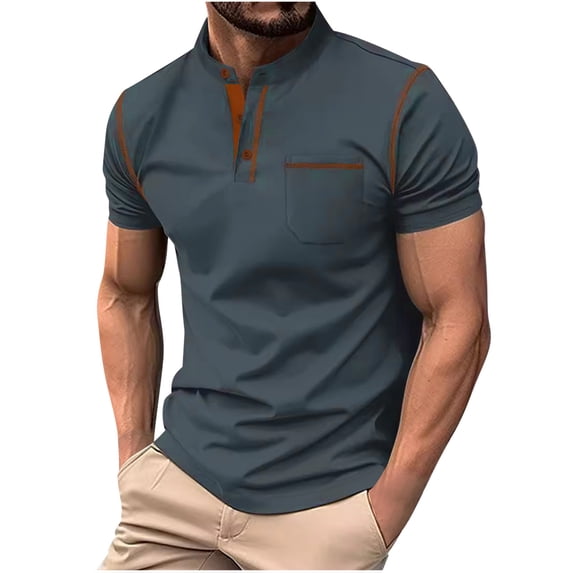 Maean Men Casual Shirts Classic Button Cotton Short Sleeve Tshirt Summer Basic Lightweight Tees Tops