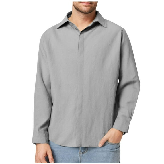 Maean Men Cotton Linen Shirts Long/Short Sleeve Button down Casual Shirts Summer Beach Loose Tshirts