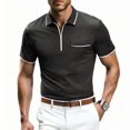 thumbnail image 1 of Maean Men Golf Shirts Quarter Zipper Short Sleeve Collared Tshirts Causal Summer Tee with Pockets, 1 of 3
