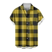 Maean Men Plaid Shirts Button down Short Sleeve Summer Beach Lightweight Tshirts Causal Dress Shirt