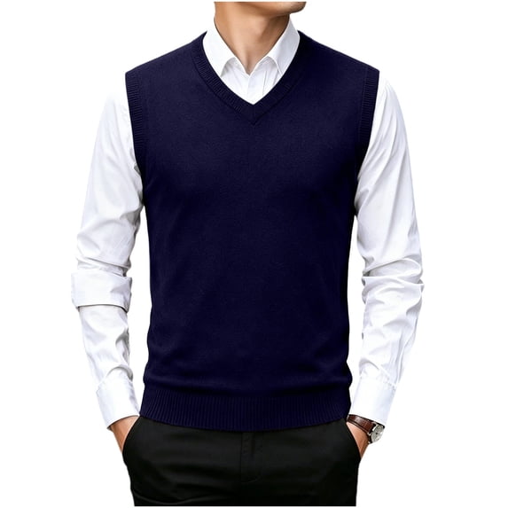 Maean Men Sweater Vest V Neck Knitted Pullover Sleeveless Sweaters Tops Vests Fall Winter Sweaters
