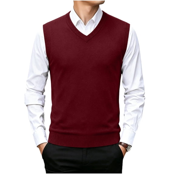Maean Men Sweater Vest V Neck Knitted Pullover Sleeveless Sweaters Tops Vests Fall Winter Sweaters