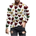thumbnail image 1 of Maean Men Valentine's Day Tops Long Sleeve Crewneck Shirts Heart Graphic Fashion Tshirts for Mens, 1 of 5